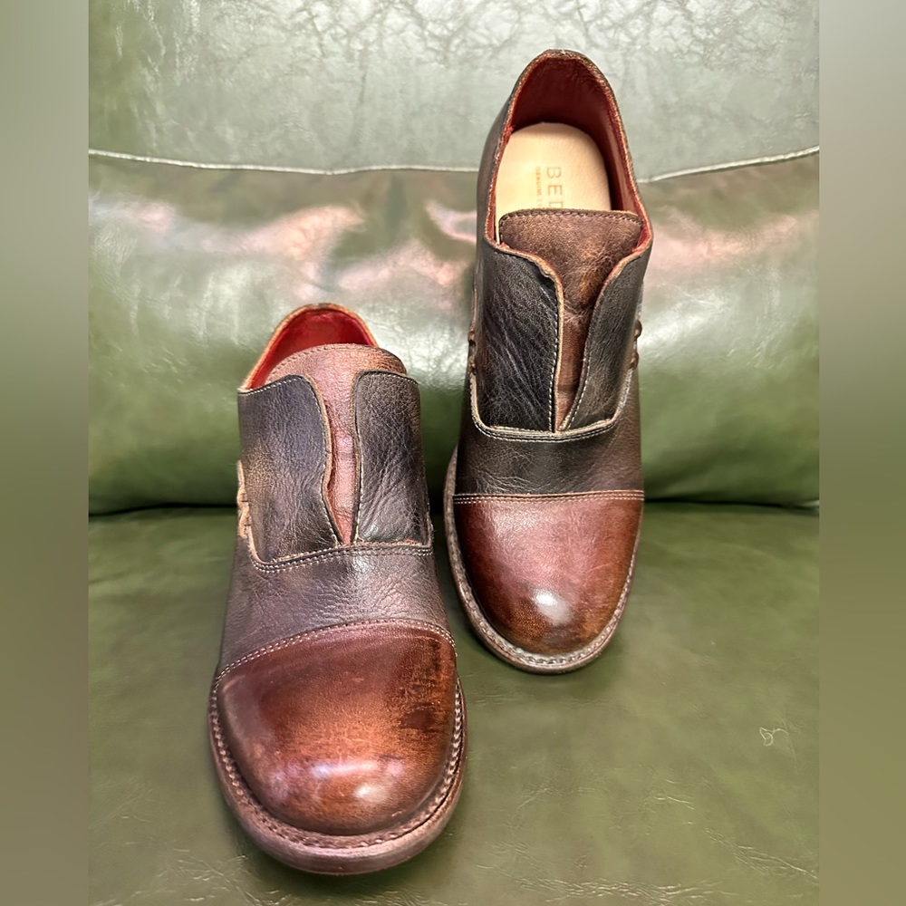 Women’s Bed Stu Distressed Brown Leather Booties Size 6.5